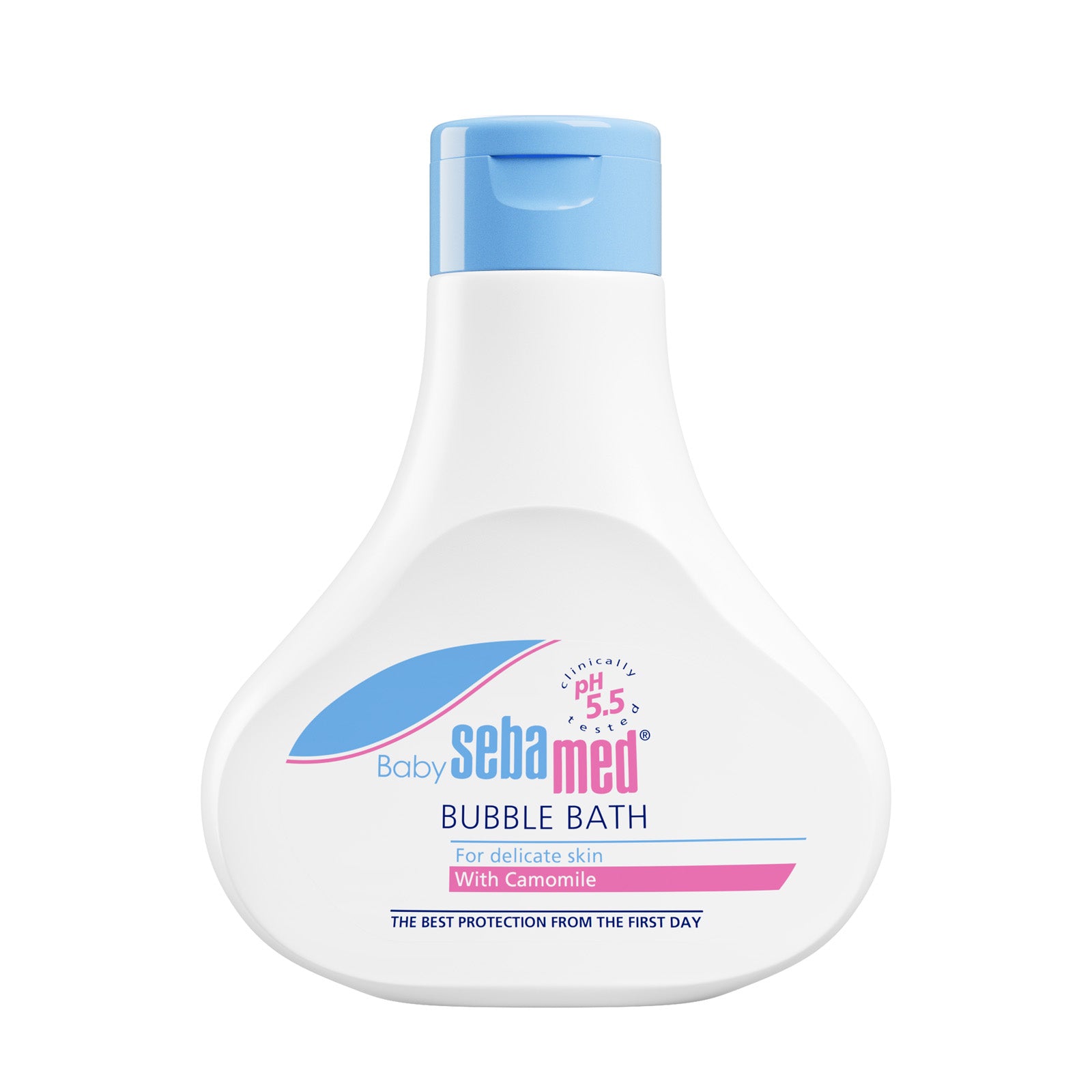 Baby Sebamed bubble bath 200ml bottle on a white background