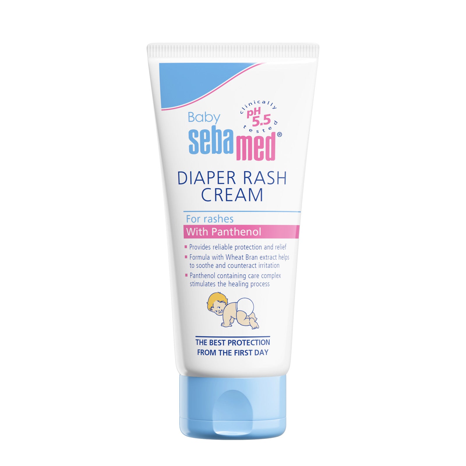 Sebamed diaper rash cream tube on a white background