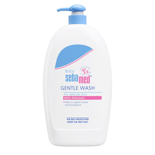 Sebamed baby gentle wash bottle on a white background
