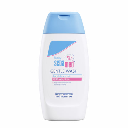 Sebamed baby gentle wash bottle on a white background