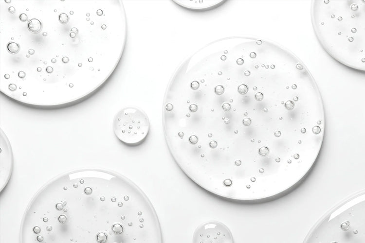 Glycerin gel with bubbles on a white background