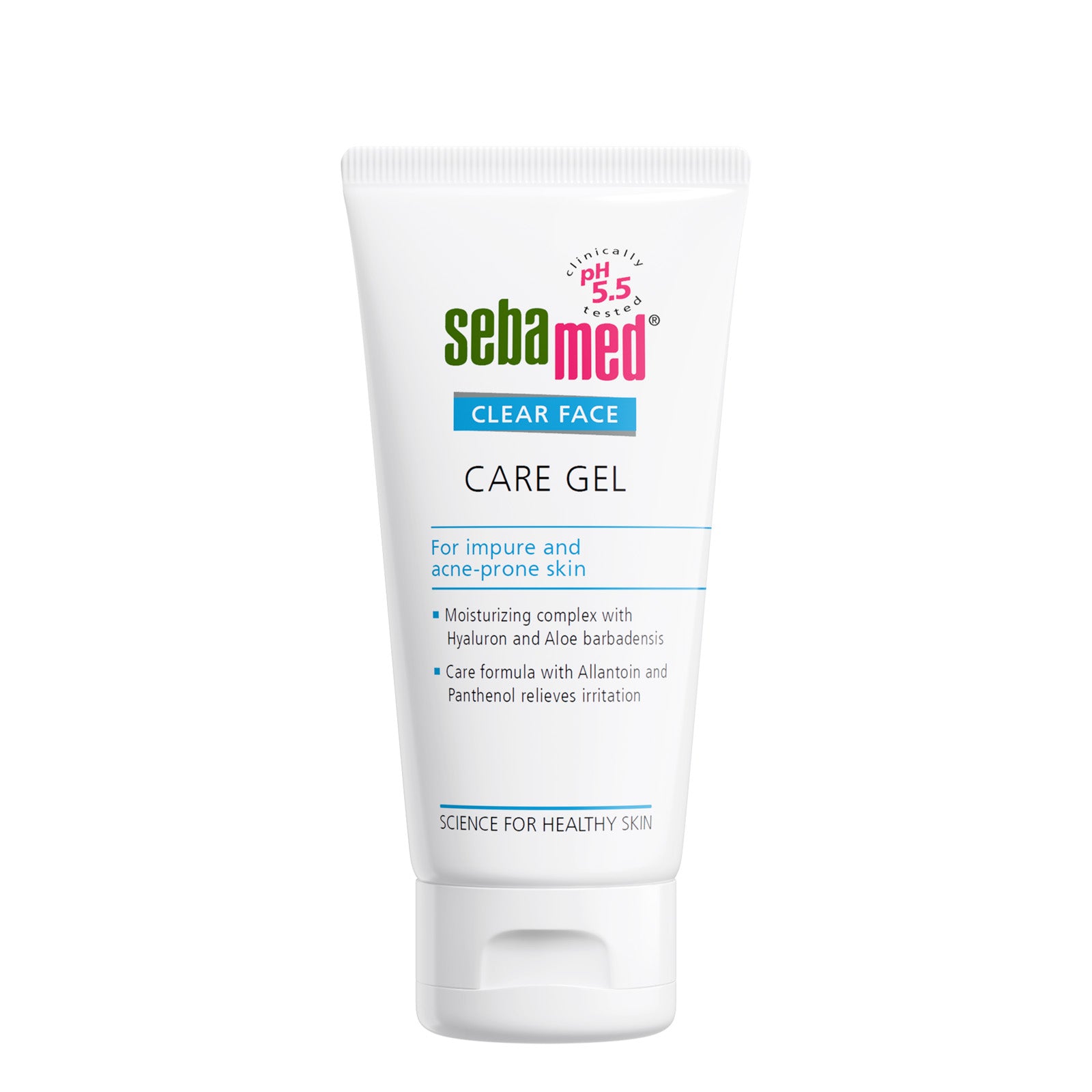 Sebamed Clear Face Care Gel tube on a white background