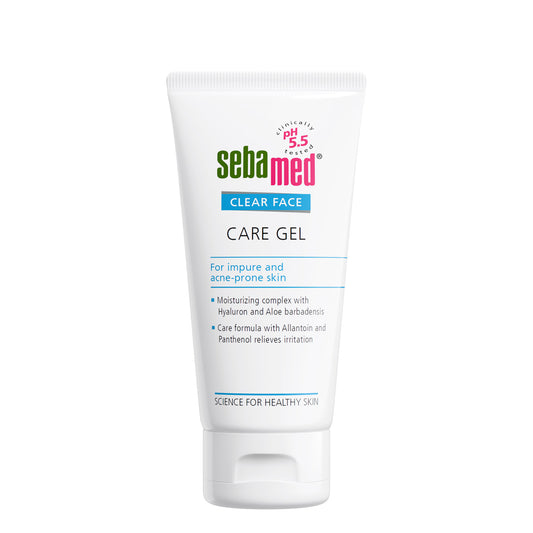 Sebamed Clear Face Care Gel tube on a white background